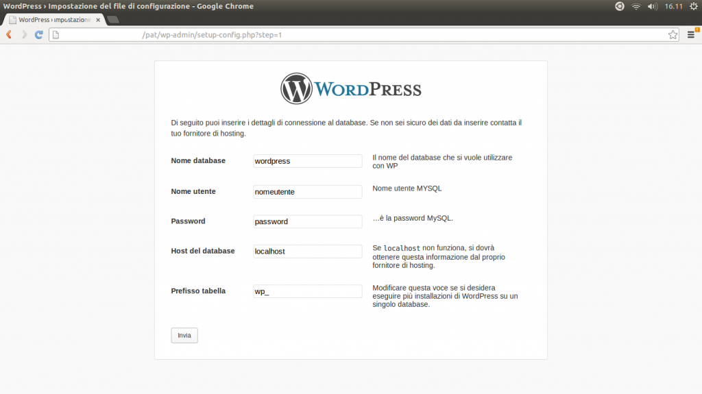 come installare wordpress -step3