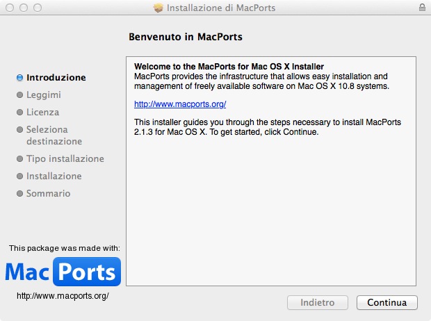 Installazione MacPorts